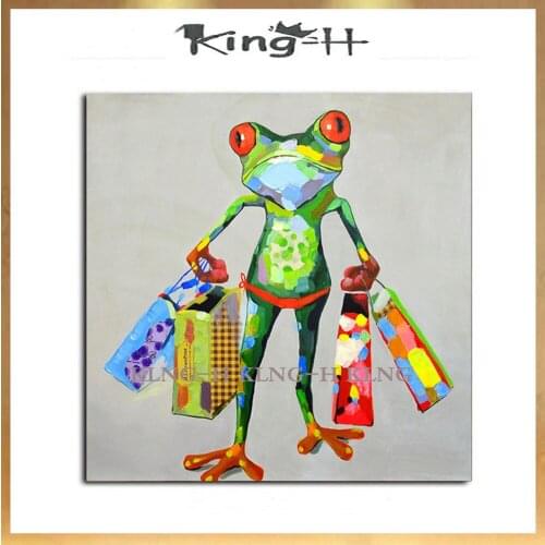 Pinturas de animales abstractas pintadas a mano para la decoración de la habitación pintura al óleo de la compra de la rana dive