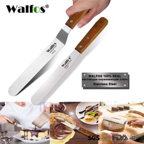 WALFOS 2 Pcs/Set Stainless Steel Butter Cake Cream Knife Spatula Smoother Icing Frosting Fondant Pastry Cake Decorating Tools