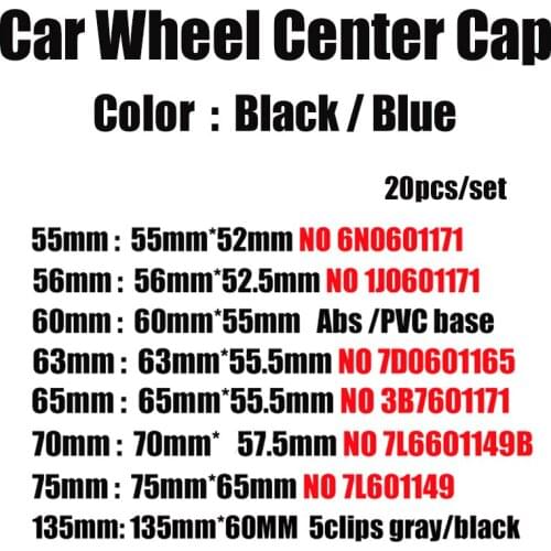 20pcs 76mm 70mm 65mm 63mm 60mm 56mm 55mm Car Rims Covers Car Wheel Center Hub Caps For vw Passat B6 B7 CC Golf MK5 MK6 Tiguan