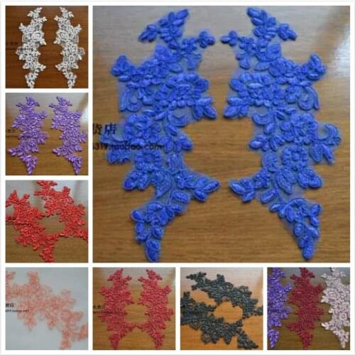 3 Pairs 24*9cm Free Shipping 7 Colors Retro Elegant Embroidery Lace Flower Lace Applique DIY Accessories