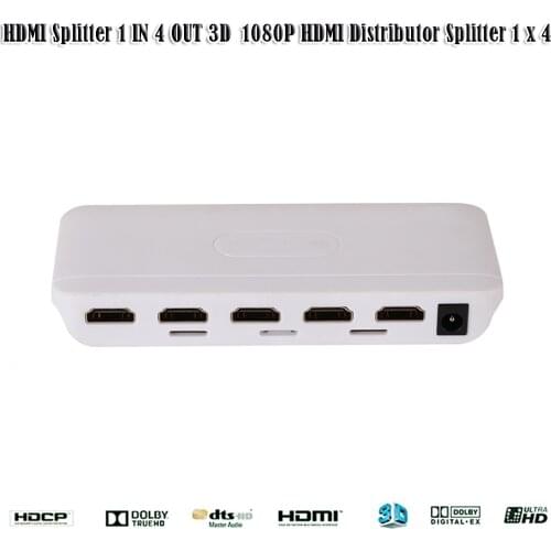 3D 1080P HD-MI Splitter HDCP1.2 1 in 4 out Power Signal Amplifier 1x4 Audio Spliter Switch HD-MI Converter Adapter#g3