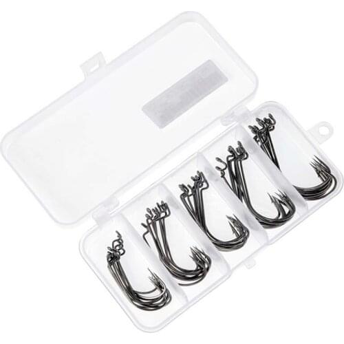 50PCS/Pack 5 Style Sea Fishing Box Mustad Offset Hook 2# 1# 1/0# 2/0# 3/0# Carp Snap Fishing Big Hooks Tackles Fish Hook Sets