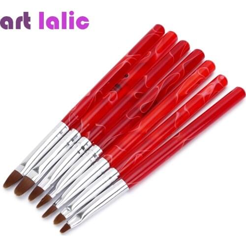 7 Pcs Nail art French Manicure UV Gel Sable Brush Set Sizes Painting Drawing Brushes Pens