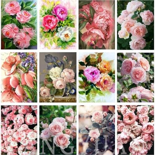5D Diy Diamond Painting Flowers Rose Full Square/round Drill Diamond Embroidery Mosaic Handmade Wall Art Home Decoration Gift
