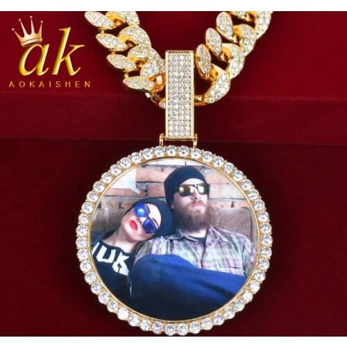 Custom Photo Medallions Pendant Necklace Gold Color Mens Hip Hop Jewelry