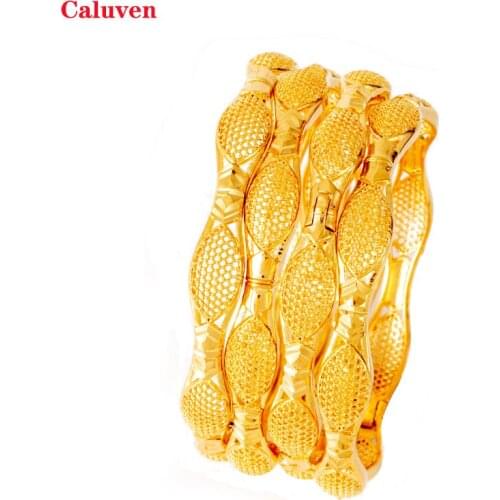 Arabic Bangles with Charm Dubai Bangles for Women Indian Bracelets, Ethiopian African Gold Bracelets&Bangles Bridal Jewelry