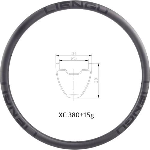 380g 29er 31mm MTB XC tubeless hookless mountain bike carbon rim for 29 inch cross country mountain bicycle wheel 24H 28H 32H