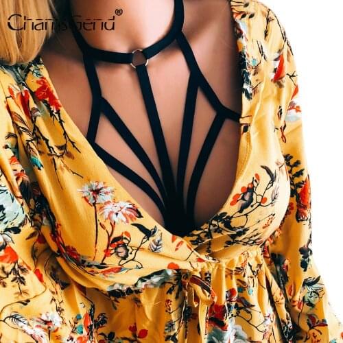 Bra Lingerie Women Sexy Hollow Out Elastic Cage Bra Bandage Erotic Lingerie Strappy Halter Sexy Underwear Babydolls Bra Bustier