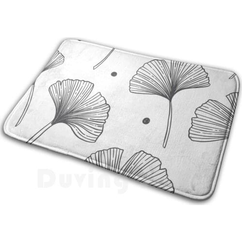Black Ginkgos Carpet Mat Rug Cushion Soft Ginkgo Leaves Nature Leaf Ginkgo Biloba Ginkgo Leaf Botanical Green Plants