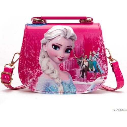Disney cartoon Lovely Girls Frozen handbag cartoon PU Princess bag Fashion glitter magnetic button Bags