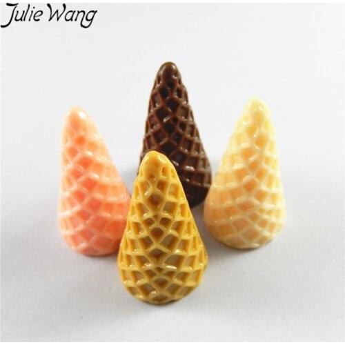 Julie Wang 10pcs/pack Color Mixing Resin Ice Cream Roll Jewelry Accessories Food Series Best Party Birthday Gift Present