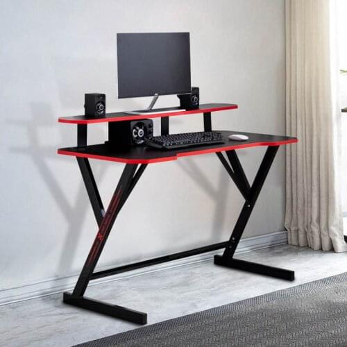 Computer Laptop Desk Modern Style Computer Desk with 2 Tier Shelf Gaming Desks Laptop Table for Home Office Studying Living Room
