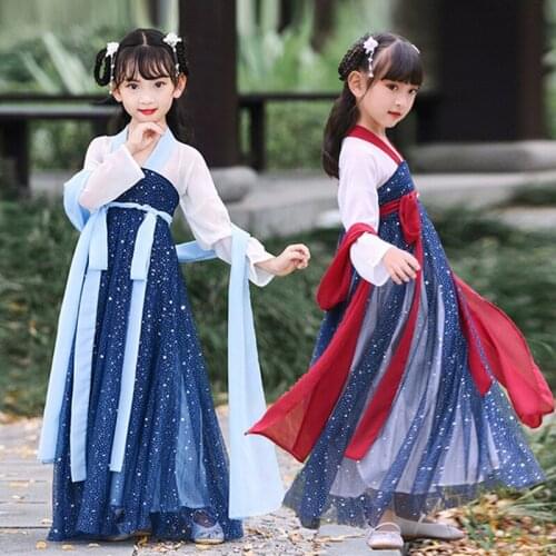 Girls Tang suit hanfu Photography Ancient Chinese Traditional Clothes Girls Stage Dance Performance Dress Kids cheongsam dress