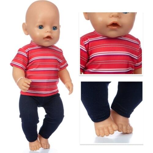 Cowboy Grid Doll Clothes Fit 17 inch 43cm Doll Clothes Born Baby Suit For Baby Birthday Festival Gift