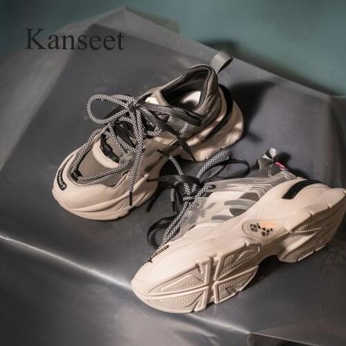 Kanseet Autumn New Womens Shoes Fashion Design Casual Women Sneakers High Quality Handmade Lace-Up Female Sports Shoes Size 40