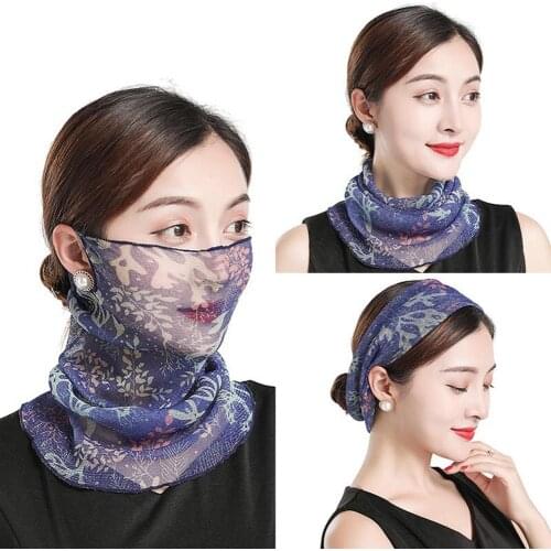 Sunscreen Face Scarf Women Neck Collar Set Ear Gauze Anti-UV Cover Scarf Outdoor Riding Mouth Scarves Ring Wraps
