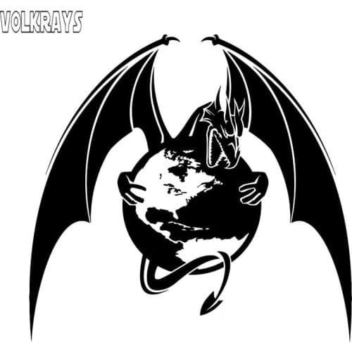 Volkrays Fashion Car Sticker Dragon Planet Earth Capture Accessories Reflective Waterproof Vinyl Decal Black/Silver,13cm*14cm