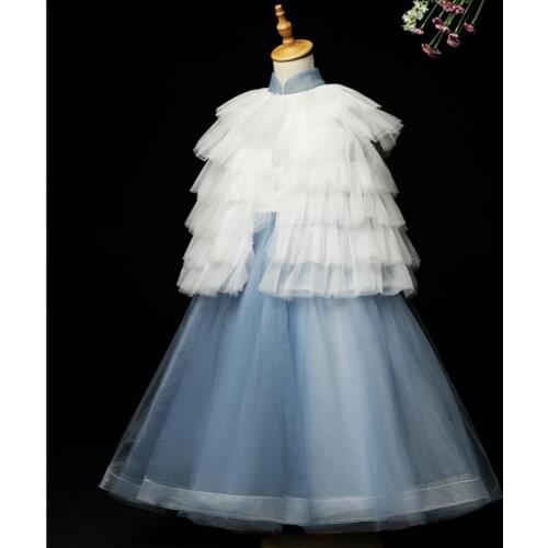 New Ball Gowns for Girl Tulle Dress Flower Girl Dress Wedding Party Kids Prom Pageant Evening First Communion Clothes with cloak