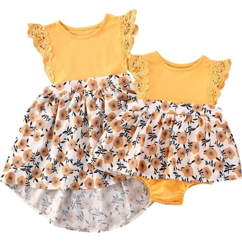 New Kids Baby Girl Summer Clothes Sleeveless Floral Romper Dress Sister match Sundress Outfit