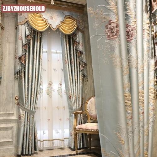 New Curtain Jacquard Embossed Light Luxury Fabric American Fresh Product Customization Curtains for Living Dining Room Bedroom