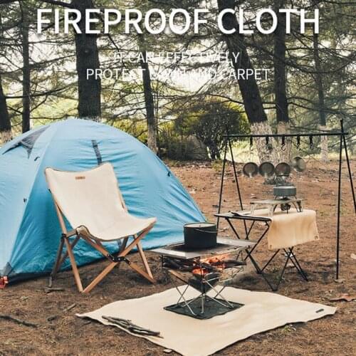 Camping Fireproof Cloth Portable Flame Retardant Insulation Mat Blanket Glass Coated Heat Insulation Pad Fold for Picnic BBQ