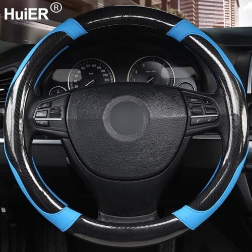 7 Colors Auto Car Steering Wheel Cover Volant Non-slip Artificial Leather Braid on the Steering wheel Funda Volante For 37 38 CM