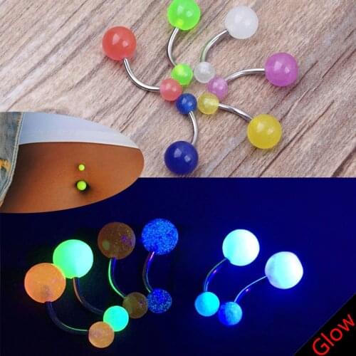 10pcs/lot Glow In The Dark Belly Ring Womens Fashion Navel Bars Rings Punk Body Piercing Ombligo Body Jewelry Mixed Color