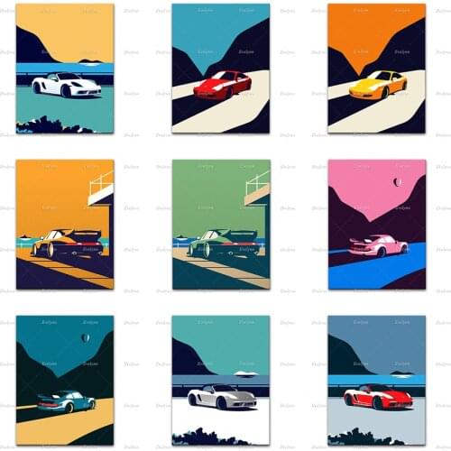 Porsche 911sports car turbo Retro Posters Wall Art Prints Home Decor Canvas Unique Gift Canvas Painting