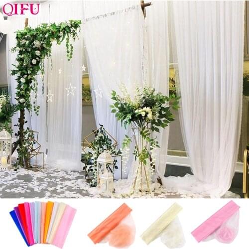 QIFU 5M/10M 48cm Crystal Tulle Organza Rustic Wedding Decoration Birthday Wedding Event Party Supplies Mariage Tulle Roll Boda