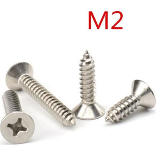 M2*4/5/6/7/8/10/12 Flat Countersunk Head Phillips Self Tapping Screws For Wood Steel Nickel Plated