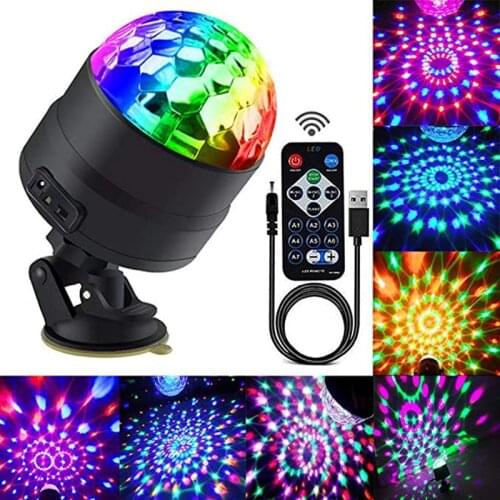 USB Charging LED Magic Ball Light With Car Sucker Sound-control Colorful Car DJ Light With Remote Car Decoration Fast Delivery