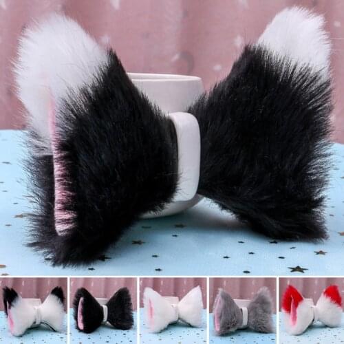 Women Artificial Long Furry Cat Ears Hair Clip Japanese Anime Lolita Sweet Animal Hairpin Halloween Cosplay Headwear