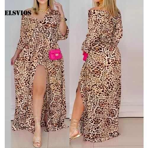 Autumn Fashion Loose Long Sleeves V Neck Stripe Printed Women Dress Elegant Buttons Cardigan Sexy Split Party Slim Shirt Dresses