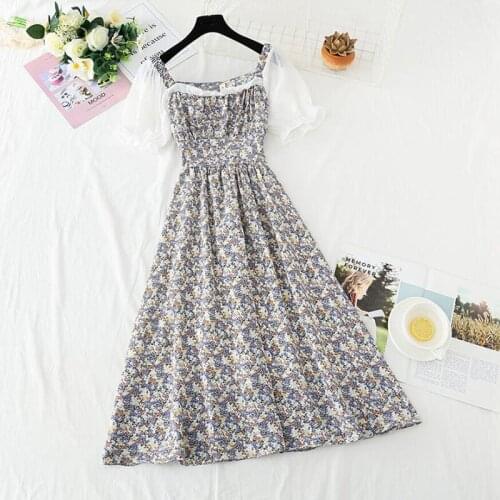 2021 Women Clothing Summer Dress Sexy Slash Neck Off Shouder Vintage Floral Long Dress Vestidos Elegant Chiffon Dresses