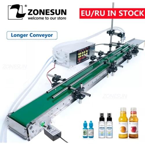 ZONESUN ZS-DPYT200L Automatic Water Milk Filling Machine Perfume Juice Bottle Vial Double Heads With Longer Conveyor