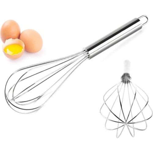 10 Inch hand movement stainless steel Egg Beater Kitchen Gadgets Stirring Whisk Mixer Egg Tools LX8755