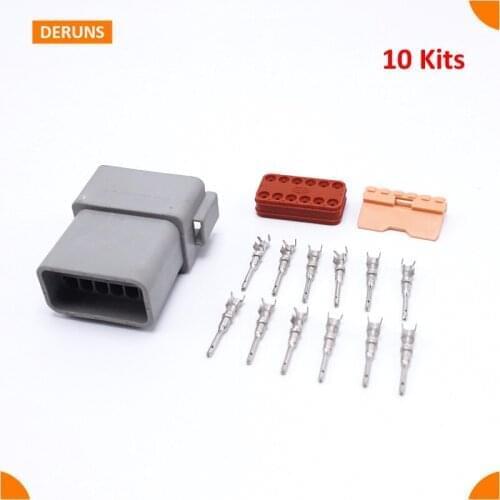 New Brand 10Kits/Lot Male 12 Pin/Way Deutsch Car Waterproof Sealed Automotive Connector Plug Sets DT04-12P