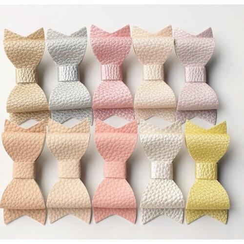 New 12pc/lot PU Leather Hotsale Bowknot Hairpin Felt Artificial Leather Bow Hair Clips Fashion Hair Accessory Bow Hair Grip Girl