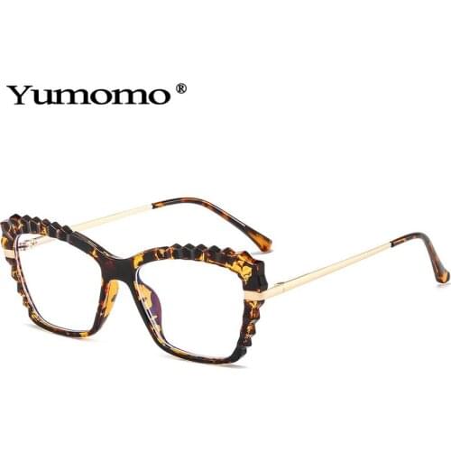 2021 Fashion Cat Eye Glasses Frame Clear Anti-Blu-Ray Lens Eyewear Men Optical Frame Computer Goggles