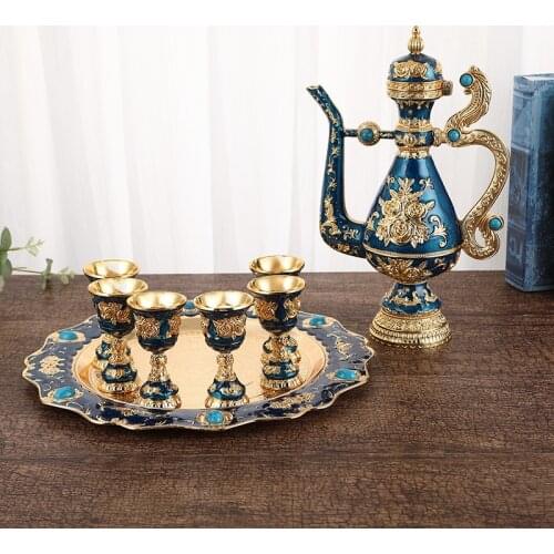 2021 new gem wine cabinet ornaments set home European high plate wine luxury metal wine