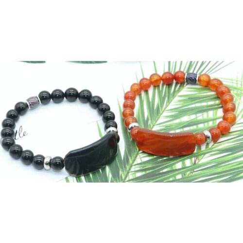 2021 Orange Black Crystal Quartz Natural Stone Streche Bracelet Elastic Cord Jewelry Beads Lovers Woman Gift Thermochromic Beads
