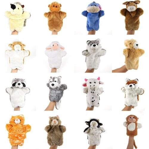 28 styles Animal Bear Hand Puppet cat Dolls Plush Hand Doll early education Learning Toys children Puppets for telling story