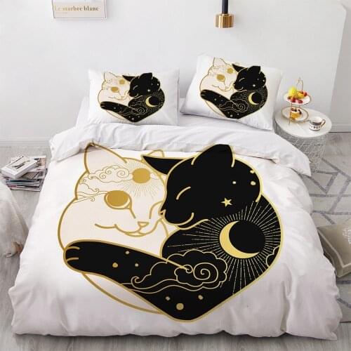 3D Bedding Sets Duvet Quilt Cover Set Comforter Bed Linen Pillowcase King Queen 210x210cm Size Black Gold Design Printed