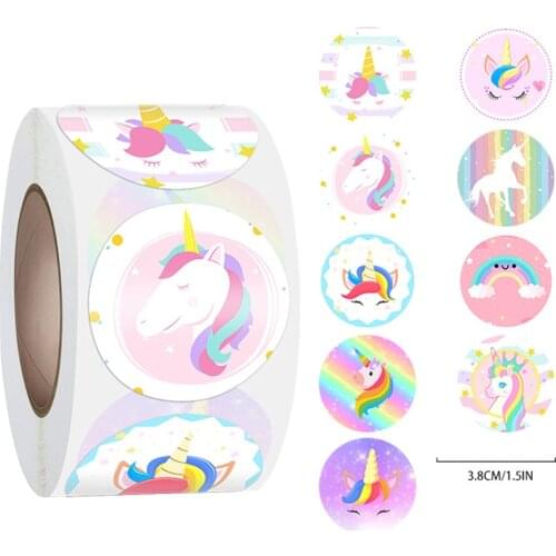 500Pcs Kids Unicorn Animal Cute Pattern Reward Sticker 1.5Inch Design School Teacher Supplies Kids Sticker