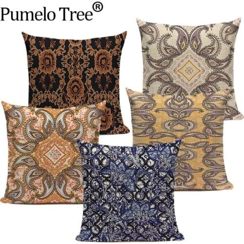 Abstract Retro Decorative Throw Pillow Cover Ethnic Floral Pillowcase Tree Annual Ring Pillowcase Cushion Cover Funda Cojines