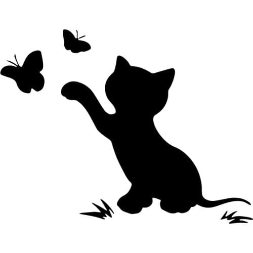 PLAY COOL Car Sticker Cat Butterfly Styling Funny Removable Decoration Automobiles Motorcycles Exterior Accessories Vinyl Decal