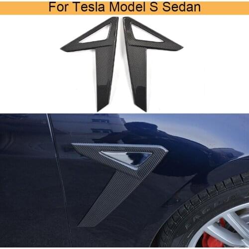 Carbon Fiber Car Front Side Vent Fender Trim for Tesla Model S Sedan 4 Door 14-17 60 D 70 D 85 D P85D 90D P90D P100D Non X