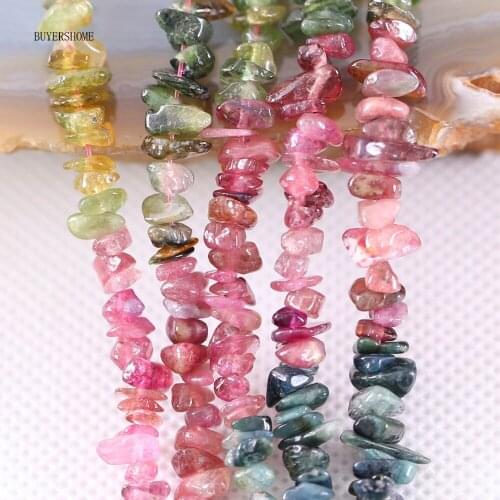 5-8MM Irregular Shape Freeform Chip Natural Stone Loose Beads Tourmaline For Jewelry Making DIY Necklace String 15.5" S004