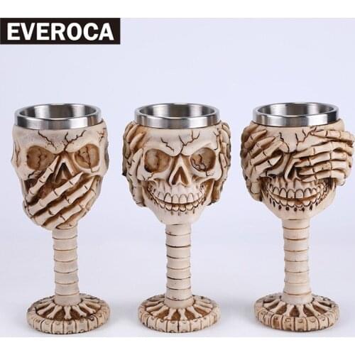 Resin Double-layer Stainless Steel Mug, Skull Cup, Bone Lava Coffee Drinking Cup Champagne Glasses