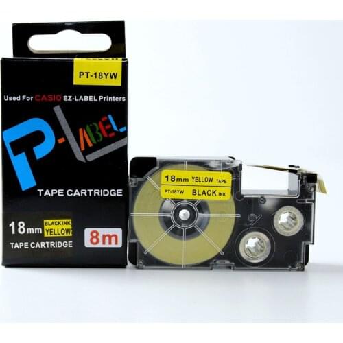 EZ label tape cartridge XR-18YW/XR-18YW1(Black on Yellow, 18mm*8m) For printer(CW-L300 KL-8800 KL-820 KL-170 KL-780 KL-60)